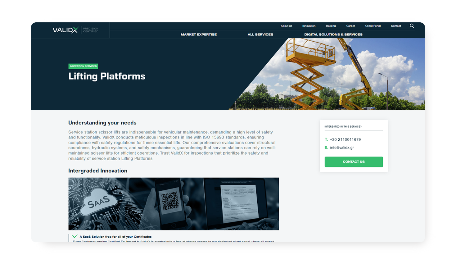 Inspection services - Lifting platforms WEB DESIGN AND DEVELOPMENT